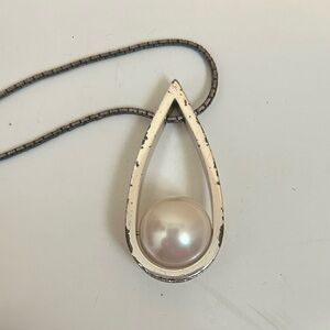 Brighton Silver distressed Teardrop Pearl Necklace